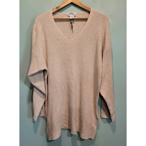 Vtg Deadstock Beige 100% Silk Knit Tunic Sweater Express Oversized Sz M - Picture 1 of 6